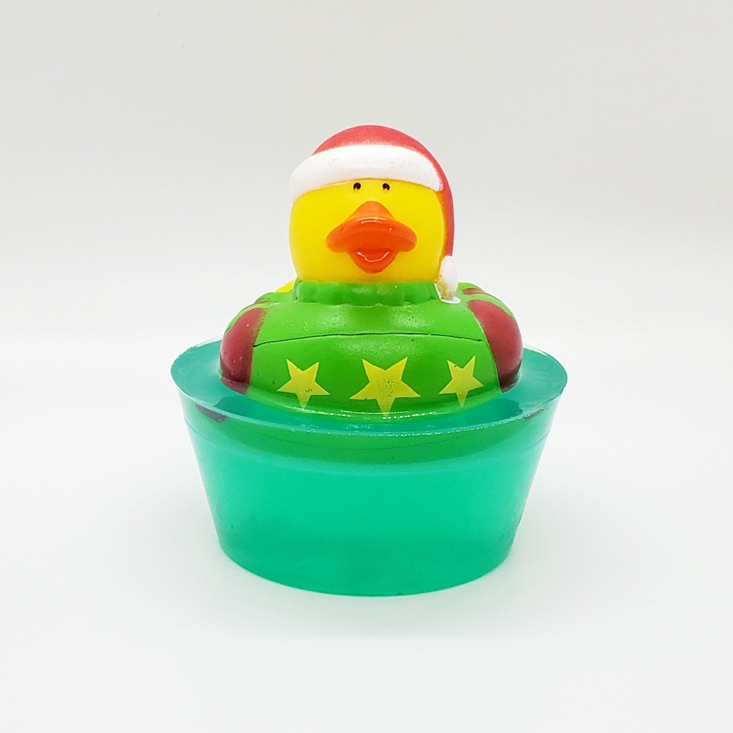 Rubber Duck Floating Soap "Ugly Sweater" Green Santa