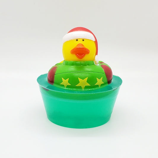 Rubber Duck Floating Soap "Ugly Sweater" Green Santa